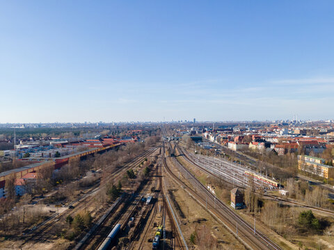 Berlin Skyline with Train rail