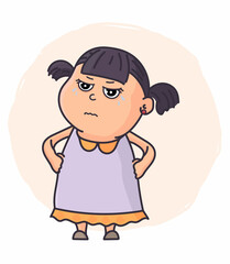 crying little girl vector illustration. Emotional expression