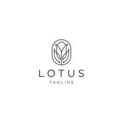 Lotus flower line art logo icon design template flat vector