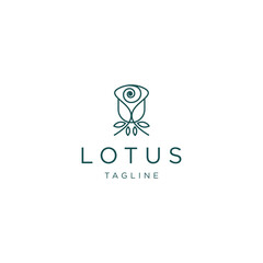 Fototapeta premium Lotus flower line art logo icon design template flat vector