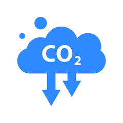 CO2 reduction cloud icon. CO2 emissions in cloud icon isolated on white background. Carbon dioxide formula, smog pollution concept, environment concept. Clipart Vector illustration.