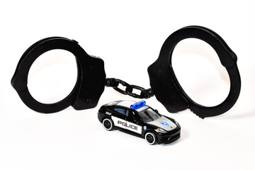 handcuffs with police toy car