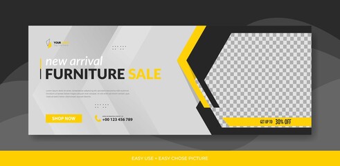 Modern furniture web banner template design