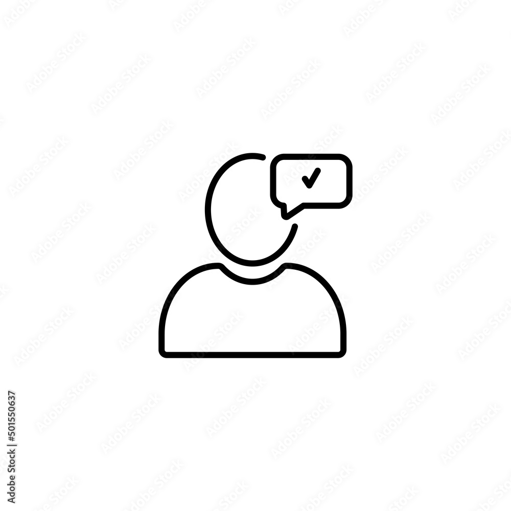 Poster profile with checkmark icon vector, line outline art user account accepted symbol with tick, approve