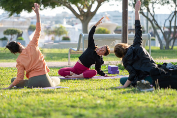 Yoga teacher teaching outdoor classes in Ibiza