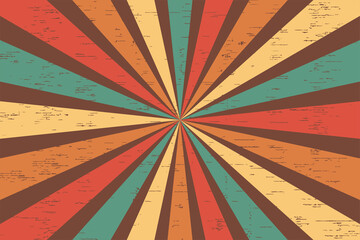 Retro sun style striped with grunge effect texture Paint brush 80s geometric vintage distressed sticker t-shirt Abstract view
