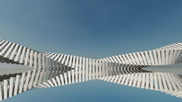 Futuristic architecture background mechanically rotating geometric design  3d animation