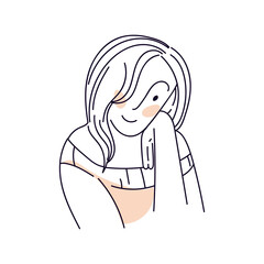 Stick figures: boho girl for social media design and creating your own website. Creating a beautiful boho girl with a dark outline and delicate colors