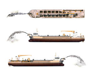 Dredger. Rainbowing. Isolated on white. 3d-rendering