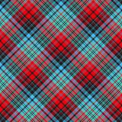 Seamless pattern in bright blue, black and red colors for plaid, fabric, textile, clothes, tablecloth and other things. Vector image. 2