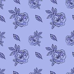 Vector pattern with violet roses