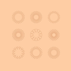 Set of design elements, frames, shapes. Decorative symbols. Vector illustration.