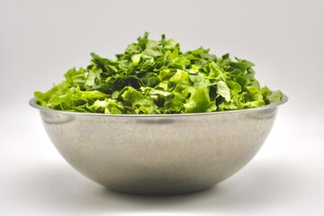 Fresh Green Lettuce in Bowl 