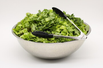 Fresh Green Lettuce in Bowl 