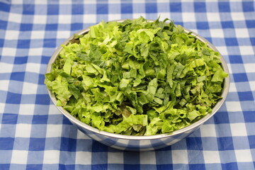 Fresh Green Lettuce in Bowl 