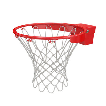 Basketball rim red side view on a white background, 3d render