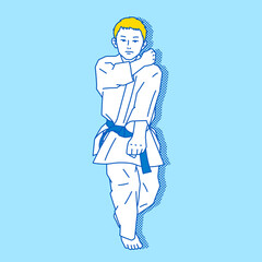 空手（形）をする男性のイラスト（ベクター）
