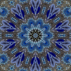 Colourful kaleidoscope art design abstract background with effect polygon circle ornament. Fractal...