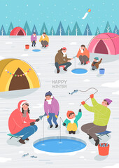 Exciting and beautiful winter travel illustration