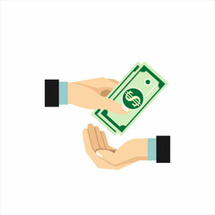 Hand holding money. Money investments. Giving money. Vector