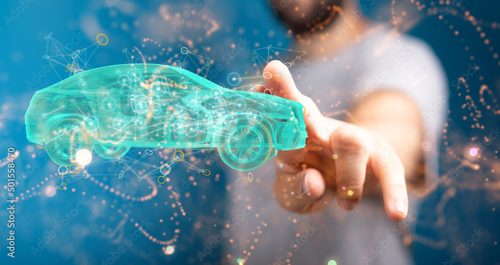 Poster driverless autonomous vehicle with lidar technology
