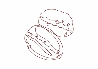 Single continuous line art. Coffee bean morning cafe hot drink silhouette concept design one sketch outline drawing vector illustration