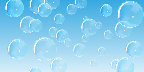 Blue transparent bubbles background