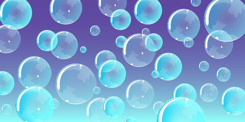 Blue transparent bubbles background