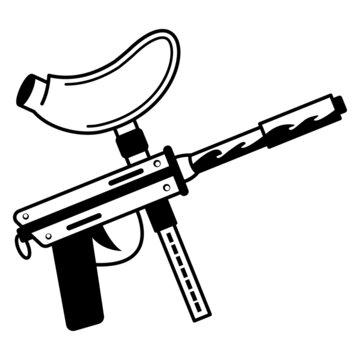 Paintball marker Concept, Paint Gun with Hoppers vector icon design, Shooting sport symbol, extreme sports Sign, skeet shooting and trapshooting stock illustration