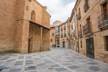Fototapeta na wymiar Salamanca, Spain - november 6 2022 - some tourists visiting the center of town