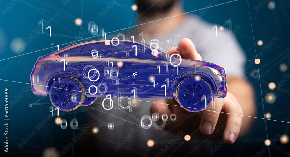 Poster Driverless autonomous vehicle with lidar technology