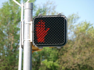 An electronic warning at a crosswalk or simply. an electronic HI greeting