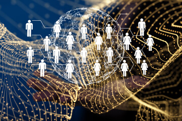 Global network. Blockchain. 3D illustration. Neural networks and artificial intelligence. Abstract