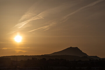 Sainte Victoire mountain in the light of a spring morning