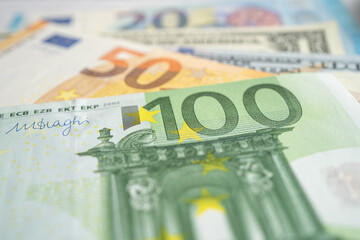 EU and US dollar banknotes background, Banking Account, Investment Analytic research data economy, trading, Business company concept.