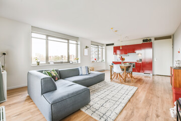 Interior of kitchen with various appliances
