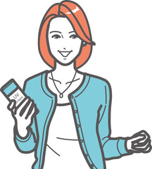 UVケア商品を持つ女性