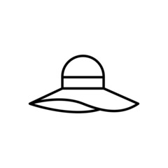 Summer hat icon for women. Women's hat for travel wear. For protection from the sun. Isolated vector illustration.
