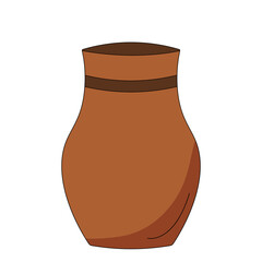 Brown clay pot. Clay ceramic kitchen utensils for food and drinks. . Kitchen tools. Vector image. Vector Illustration for printing, greeting cards, posters, stickers