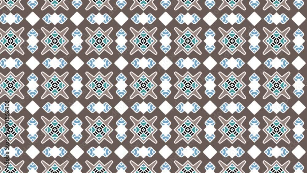 Poster indigenous ethnic pattern design backdrop sliding. seamless abstract. white brown loop animated vide