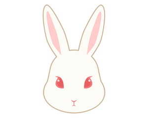 Fototapeta na wymiar 年賀状イラスト素材　白ウサギの顔