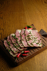 Wood chopping board with grey marble