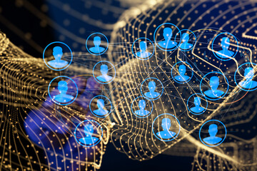 Abstract technology group and data 3d