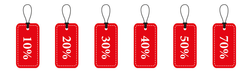 Discount tag in white. Set of clothing size labels. Vector illustration.