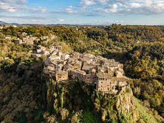 Obraz premium Calcata, Lazio, Italy. Aerial drone view.