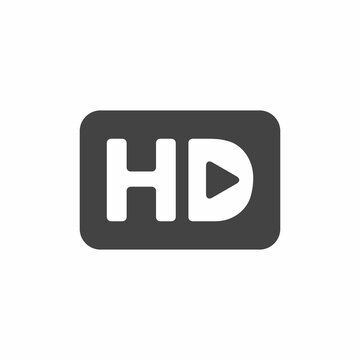 HD video logo icon vector, movie, flat black design.