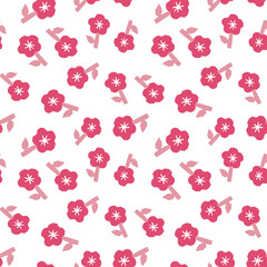 Abstract botanical seamless pattern. Simple flower shape