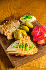 Fillet of marinated and fried meat cut into slices