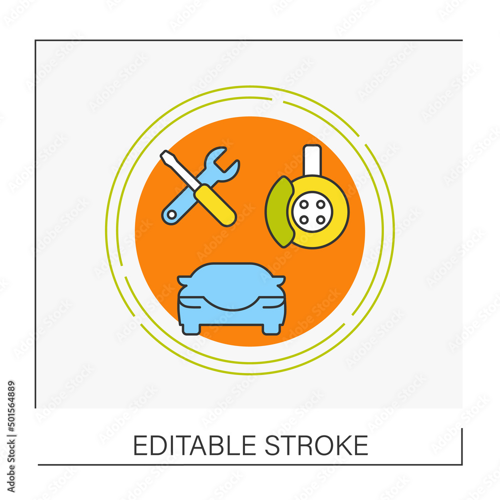 Poster brake concept line icon. brake for slowing or stopping vehicles. car service.vector isolated concept