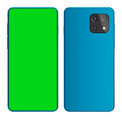 3D rendered realistic looking smartphone on white background with greenscreen.